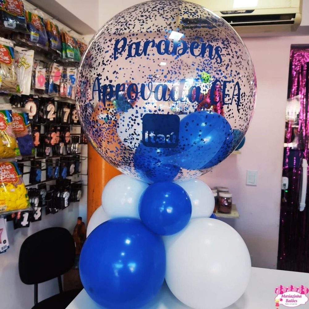 Balao Bubble personalizado transparente — Mariazinha Balões